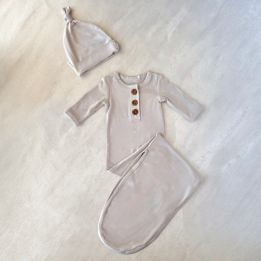Dreamer Gown + Hat Set — Dove